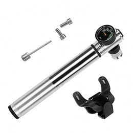 Runfon Accessories Portable High Pressure Bi-directional Pump, with Pressure Gauge Bicycle Air Pump Silver