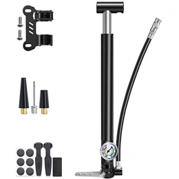  Bike Pump Portable Mini Floor Bike Pump with Pressure Gauge and High Pressure 130 PSI Aluminum Alloy Mini Bicycle Pump Fits Presta and Schrader Valve and No Adapter Needed