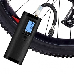  Bike Pump Portable Tire Inflator, Mini Inflator Pump, Rechargeable Electric Air Pump, with Lcd Display, Led Light, Power Bank, for Car / Bike / Motorcycle / Basketball / Soccer, Black