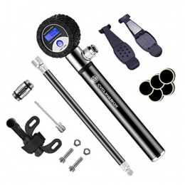 Rainbright Mini Bike Pump with Gauge, 120 PSI High Pressure Portable Compact Bike Tire Pump, Fits Presta and Schrader Valve, Bicycle Tire Pump for Road and Mountain Bikes (Black)