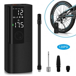 Reesibi Portable Air Compressor Digital Mini Pump Tyre Inflator for Bike Car Motorcycle Football Basketball Bicycle, Compressor Pump with Display LED Torches 12V 2000mAh Battery 120PSI 25L/min