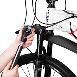 RROWER Accessories RROWER Mini Bike Pump, 300 Psi High Pressure Bike Pump for Mountain Bike Tire / Rear Shock / Suspension Fork, with Dial-Gauge / Bleed Valve / Schrader / Presta Valve Adapter