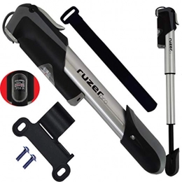 RUZER Accessories RUZER Telescopic Mini Bike bicycle pumps or Ball pump Alloy 7" gauge presta schrader (reversible valve adapter) 140 PSI 9.7 BAR track puncture repair kit for tyres football