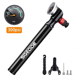 SGODDE Accessories SGODDE 300 PSI Mini Bike Pump with Pressure Gauge, 2 in 1 Valve Bicycle Frame Pump with Presta & Schrader, Bicycle Air Pump Portable Compact for MTB Road Bike Mountain Bike