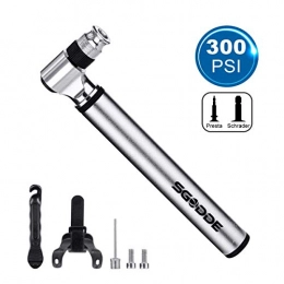 SGODDE Accessories SGODDE Mini Bike Pump, 300 PSI High Pressure Hand Pump with Presta & Schrader Valve, Accurate Fast Inflation, Compact & Portable Bicycle Tyre Pump for Road Bike Mountain Bike Ball