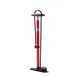 SILCA Bike Pump SILCA Pista Floor Pump Red with Black Single Sided Base and SILCA Presta Chuck and Threaded Schrader Chuck
