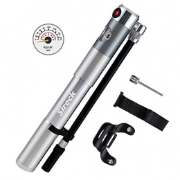 Sireck Accessories Sireck Mini Bike Pump - High Pressure 210 PSI Gauge - Fits Schrader and Presta Valve - Double Inlet Portable Bicycle Tire Pump for Road Bike, MTB, BMX, Basketball, Football