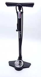 QiK Sports Accessories Strike Bicycle Floor Pump, 160 PSI, Presta and Schrader Smart Valve, Oversize Gauge, Steel Tube