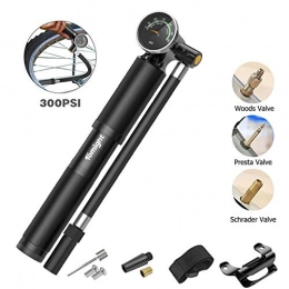 tomight Accessories Tomight Mini Bike Pump, 300 PSI Hand Pump with Flexible Hose and Pressure Gauge, Accurate Fast Inflation, Mini Bicycle Tyre Pump for Road, Mountain Bikes