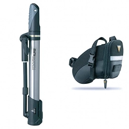 Topeak Bike Pump Topeak Mini Morph Floor Pump, Silver & Aero Wedge Pack Saddle Bag, Strap Fit, Medium, Black