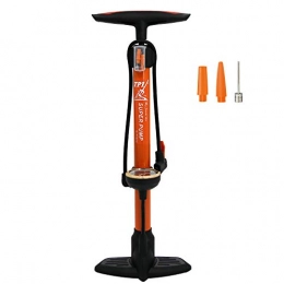 TPI Accessories TPI Bicycle Pump with Luxurious Guage, Schrader and Presta, with Anti-Slip Foot Pad, High Pressure Durable Hose, Orange