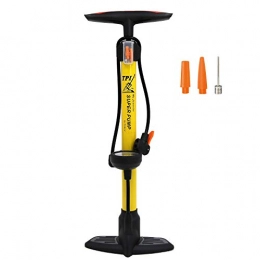 TPI Accessories TPI Bicycle Pump with Luxurious Guage, Schrader and Presta, with Anti-Slip Foot Pad, High Pressure Durable Hose, Yellow