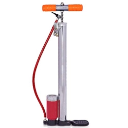 Track Pump Bike Floor Pump with Gauge Tyre Inflator for Schrader, Presta Bike Pump, or Balls, Airbeds, Inflatable Toys, 55 cm