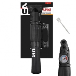 UM Accessories UM Mini Bike Pump Lightweight Bicycle Frame Pump with 120 PSI Pressure Gauge Fits Schrader and Presta Valve