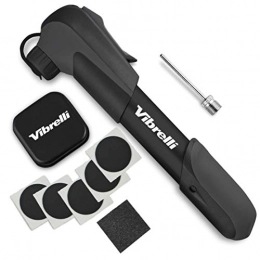 Vibrelli Accessories Vibrelli Mini Bike Pump & Glueless Puncture Repair Kit - Fits Presta & Schrader - 120 PSI - No Valve Changing Needed - Black