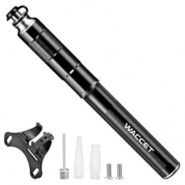 WACCET Accessories WACCET Mini Bike Pump, High Pressure 120 PSI Bicycle Tyre Pump Durable Bike Air Pump Hand Pump with Frame for Road, Mountain and BMX Bikes, Compitable with Schrader Valve and Presta Valve (Black)