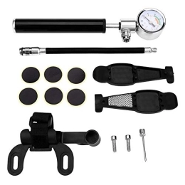 WeeLion  WeeLion 210 PSI High Pressure Meter Mini Bicycle Pump with Tire Repair Kit, Needle Pump, Glueless Kit And Frame Mounting Kit, Schrader And Presta Valves