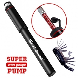 WESTGIRL  WESTGIRL Mini Bicycle Pump, Portable Bike Pump Fits Presta & Schrader Valve, Handy Air Pump Suitable for Mountain Road BMX Bikes, Balls, Inflatable Toys, High Pressure 150 PSI, Includes Frame Mounted