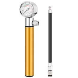 WOTF Accessories WOTF Bike Pump Portable Mini Inflator Aluminum Alloy Belt Watch Air Pump MTB Road Cycling Pump American-French Mouth Riding Gear (Color : Yellow)