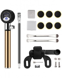 YBN Accessories YBN Portable Bicycle Pump with Pressure Gauge 120 PSI Aluminum Alloy Tire Air Pump LCD Universal Bike Repair Kit for Presta & Schrader Valve, Gold