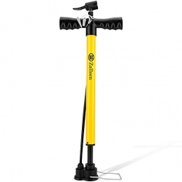 Zallsen Accessories Zallsen Bike Pump with Built-in High Pressure Bag, Bicycle Tire Floor Pump with Presta and Schrader Dual Valve, for Road, Mountain & BMX Bikes with Ball Needle Motorboat Valve Durable (Yellow)