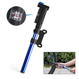 ZHIPENG Bike Pump ZHIPENG Mini Bike Pump Bicycle Pump Kit Bicycle Tyre Pump Cycling Inflator High-Pressure Bicycle Pump, Compact And Portable, Two-In-One Valve, with Pressure Gauge, Ball Needle, Blue