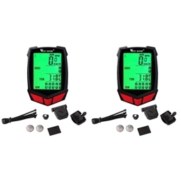 BESPORTBLE 2pcs20 Odometer Stopwatch Computer Mtb Waterproof Mountain Speedometer Road Cycling for Functions Lcd Bike Red Wireless Wake- up Display