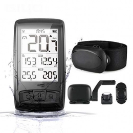 HJTLK Accessories Bike Computer, Rechargeable Wireless Bicycle Computer With Heart Rate Monitor Temperature Bluetooth4.0 Cycling Speedometer