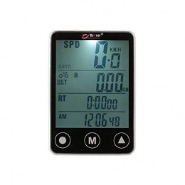 ZzheHou Cycling Computer Bike ComputerLCD Bicycle Computer Speedometer Wireless Touch Button BIke OdometerBig Screen Bike Computer (Size:One Size; Color:Silver)