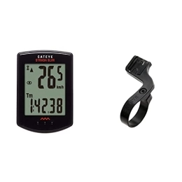CatEye Accessories CatEye Strada Slim Universal Cycle Computer - Size 310W, Black & OF-100 Out Front Mount - Black
