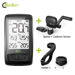 CHEDENG Cycling Computer CHEDENG M4 Wireless Bicycle Computer Bike speedometer with Speed & Cadence Sensor can connect Bluetooth ANT+(SET A Heart Rate Monitor) ZHAOMIHU (Color : B Only M4)