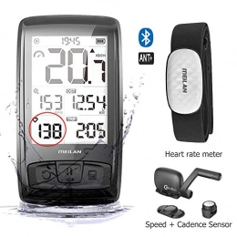 CHEDENG Cycling Computer CHEDENG M4 Wireless Bicycle Computer Bike speedometer with Speed & Cadence Sensor can connect Bluetooth ANT+(SET A Heart Rate Monitor) ZHAOMIHU (Color : C M4xC5)