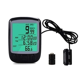 ChengBeautiful Cycling Computer ChengBeautiful Bike Computer Wired Bicycle Computer English Large Digital Bike Computer Odometer Speedometer Bike Thermometer Speed Distance Time Measure (Color : Black, Size : ONE SIZE)