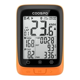 CooSpo Cycling Computer COOSPO BC107 Bike Computer Wireless GPS, Automatic Signal Acquisition Time Adjustment, Waterproof IP67 | Bluetooth ANT+| 2.4 Inch Automatic Backlight Bike Speedometer Suitable for All Bikes, Orange