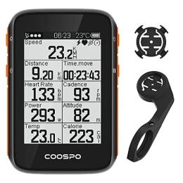 CooSpo Accessories COOSPO Bike Computer BC200, Cycle Computers Wireless GPS with Auto Backlight, Bluetooth Cycling Computer ANT+ Speedometer Odometer Compatible with CooSporide app / HR / Cad / Spd / Power Sensor