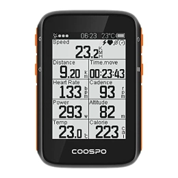 CooSpo Cycling Computer CooSpo GPS Cycling Computer Support Bluetooth 5.0 ANT+ Wireless Bike Computer with 2.4 Inch LCD Display IP67Waterproof Wireless Bicycle Speedometer Odometer