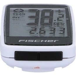 Fischer Accessories FISCHER Unisex - Adult Radio Slim Wireless Bicycle Speedometer Multifunctional Bicycle Computer Speed Distance Stopwatch, White, Normal
