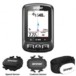 MLSice Cycling Computer iGPSPORT GPS Bike Computer with Heart Rate Monitor and Cadence Speed Sensor for Waypoint Navigation, 2.2 inch Large Color Screen Cycling Computer Support ANT+ and Bluetooth Cycling Power Meter