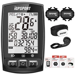 iGPSPORT Cycling Computer iGPSPORT iGS50E Black Wireless Cycle Computer with ANT+ Function Bike Speedometer GPS combo with bike mount Cadence Speed Sensor (Combo 4)