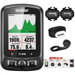 iGPSPORT  iGPSPORT iGS618 Black Wireless Cycle Computer with ANT+ Function Bike Speedometer GPS combo with Heart Rate monitor bike mount Cadence Speed Sensor (Combo 4)