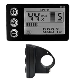 Oiyekntd Accessories Oiyekntd Bicycle Display Meter, Display E-bike S866 Horizontal LCD Meter with Black&White Screen and Waterproof Connector Bicycle Odometer Speedometer for Bicycle Modification