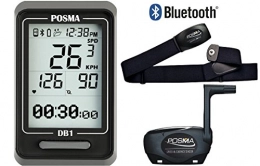 POSMA Cycling Computer POSMA DB1 BLE4.0 Cycling Computer Speedometer Odometer Bundle with BHR20 Heart Rate Monitor and BCB20 Speed / Cadence Sensor