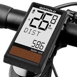Qomolo Cycling Computer Qomolo Bicycle Computer Solar, Wireless Bike Speedometer Odometer with 19 Functions, IPX6 Waterproof Bicycle Odometer for Cycling Realtime Speed Track Distance