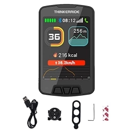 Rubeyul GPS Bicycle Computer, Waterproof Bicycle Speedometer and Odometer, Three Button Design, Support Voice Call Function, Black
