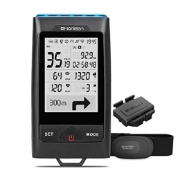 SHANREN Accessories SHANREN Di-Pro GPS Bike Computer, 96-Hour Bluetooth ANT+ Cycling Computer with Headlight (HRM bundle)