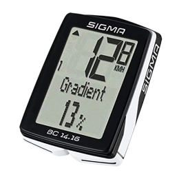 Cicli Bonin Accessories Sigma Sport Bicycle Computer BC 14.16, 14 Functions, Altitude, wired Bike Computer, Black