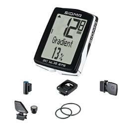 Cicli Bonin Accessories Sigma Sport Bicycle Computer BC 14.16 STS CAD, 14 Functions, Altitude, wireless Bike Computer, Black