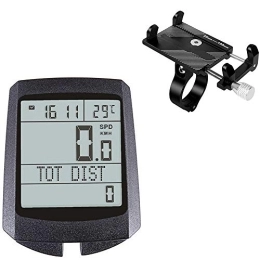 LZHYA Cycling Computer Speedometer / Bike Odometer / Wireless Bicycle Speedometer, Bike Speedometer / Bike Computer Waterproof Accurate Speed Tracking, with Extra Large LCD Display Waterproof & A Solid Phone Holder