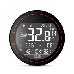 SUNGW Accessories Speedometer for Bike GPS Bike Computer, Wireless Cycling Computer Speedometer Odometer ANT+ Wireless Compatible with App, Round Shape LCD Display 30 Hours Battery Life IPX6 Wahoo Bike Computer