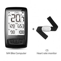 WANGMEILING Cycling Computer WANGMEILING Bike accessories Bicycle Computer Wireless Function Bicycle Speedometer IPX6 Waterproof Bicycle Computer 2.5 Inch Large Screen Odometer, Real-time Riding bike computer (Color : M4+C5)